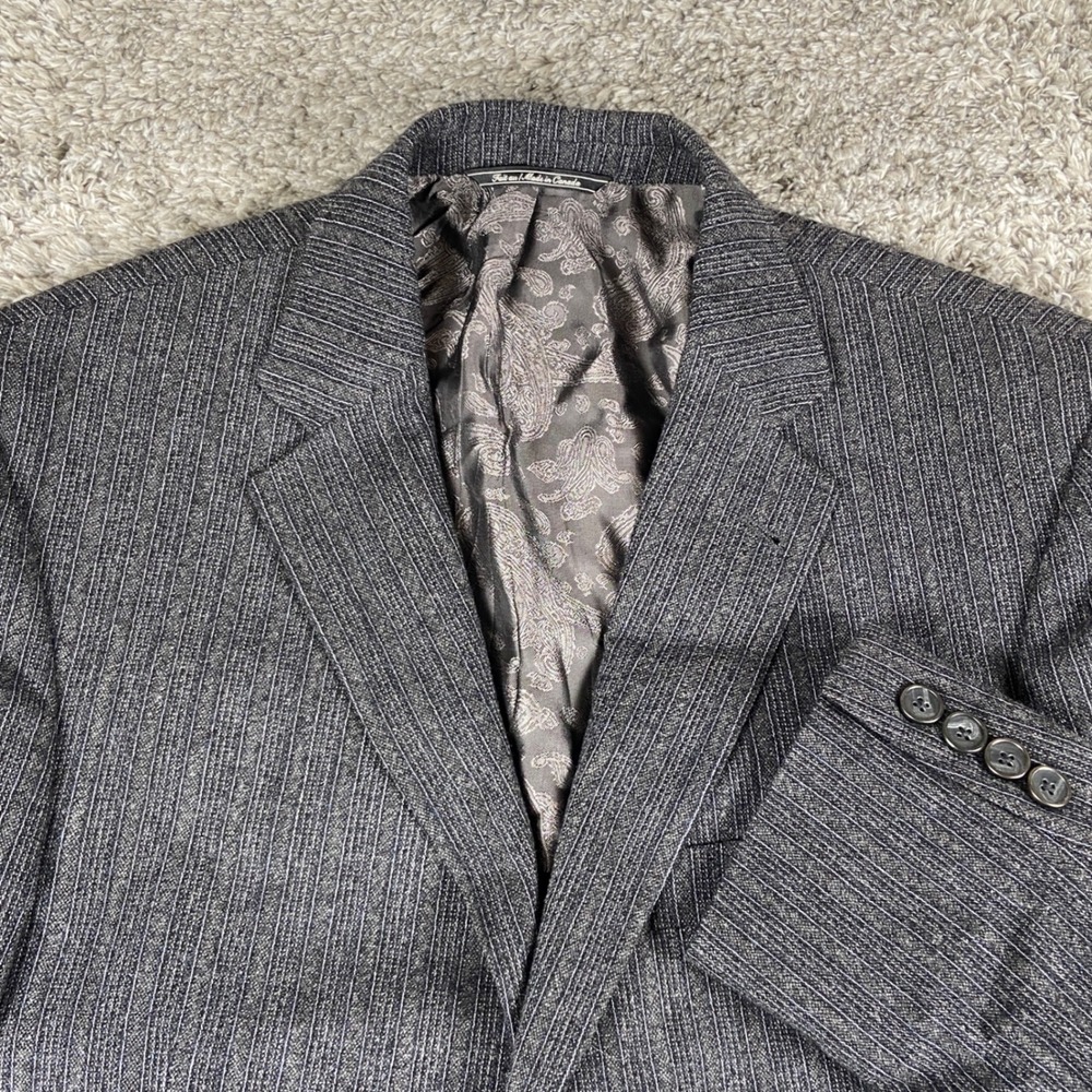 Jack Victor Prossimo Blazer Mens 40R Grey Pinstripe Wool Blend Sport Coat Jacket